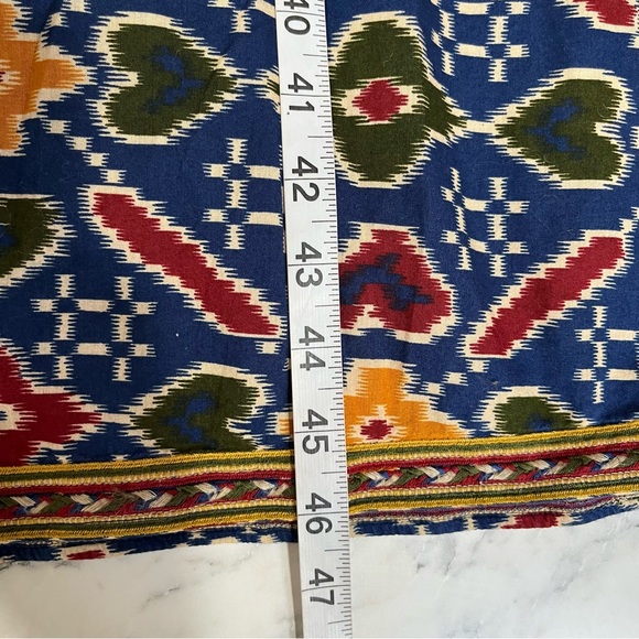 Sezane Robe Glorina Midi Dress in Candy Multicolor Ikat Print Embroidered Trim - Picture 8 of 16